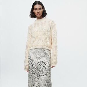 Zara | TEXTURED KNIT SWEATER | ECRU
